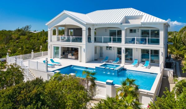 beachfront-sunrise-villa-turks-caicos-back of property showing pool patio