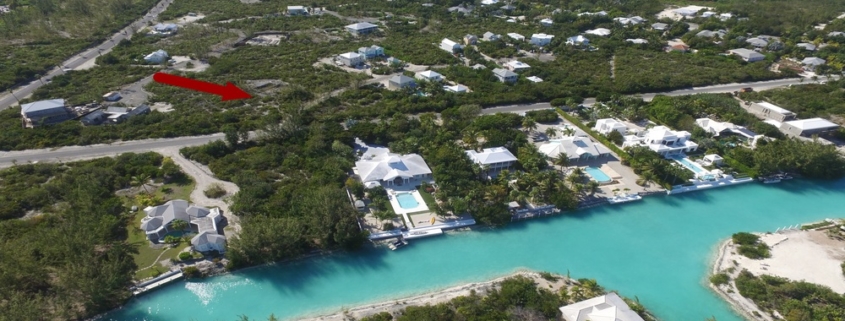 leeward-tci-real-estate drone view of property by canal