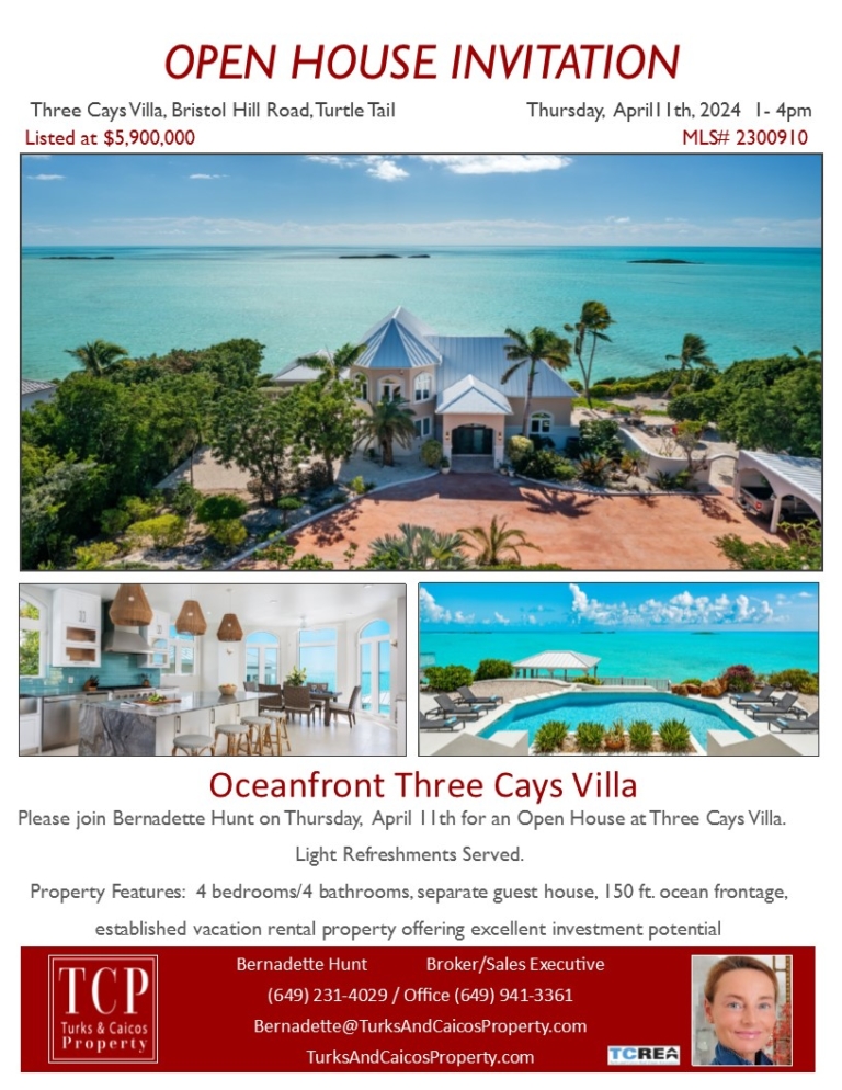 Open House Three Cays Villa, Turtle Tail • Turks and Caicos Real Estate