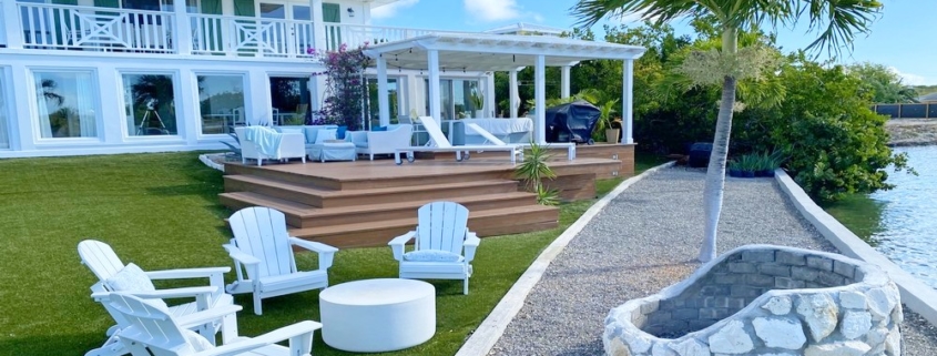 waterfront-turks-caicos-homes-for-sale-palm-point-seating area and firepit view