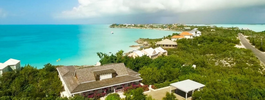 providenciales-oceanfront-home-chalk-sound drone view of property