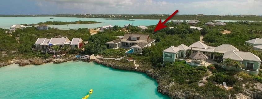 providenciales-oceanfront-home-chalk-sound drone view of property showing location