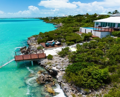 turks-caicos-waterfront-villa-alainn-chalk-sound drone view of property