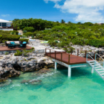 turks-caicos-waterfront-villa-alainn-chalk-sound drone exterior view dock and deck