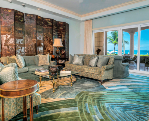 pinnacle-luxury-grace-bay-beachfront-condominium-suite105-real-living room view