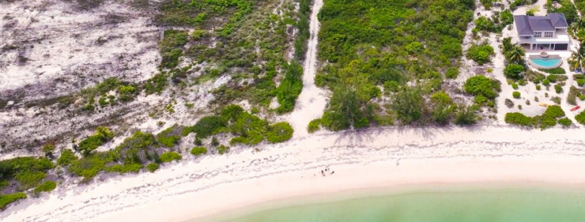 sandy-point-north-caicos-beachfront-drone view