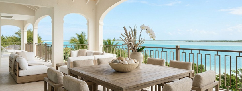 Virtually staged balcony Sunrise Villa, Turks and Caicos