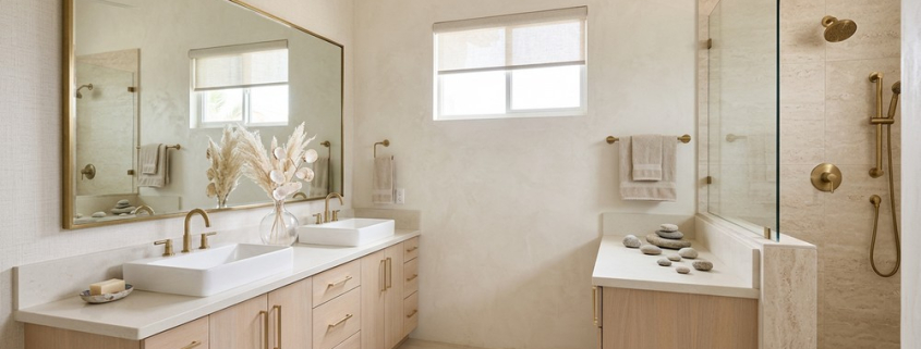 Virtually staged bathroom Sunrise Villa, Turks and Caicos