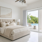 Virtually staged bedroom Sunrise Villa, Turks and Caicos