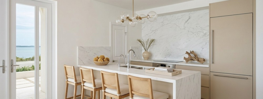 Virtually staged kitchen Sunrise Villa, Turks and Caicos