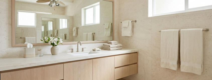 Virtually staged bathroom Sunrise Villa, Turks and Caicos