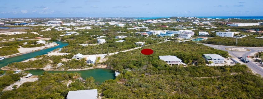 turks-caicos-canal-front-discovery-bay-lot-overhead drone view