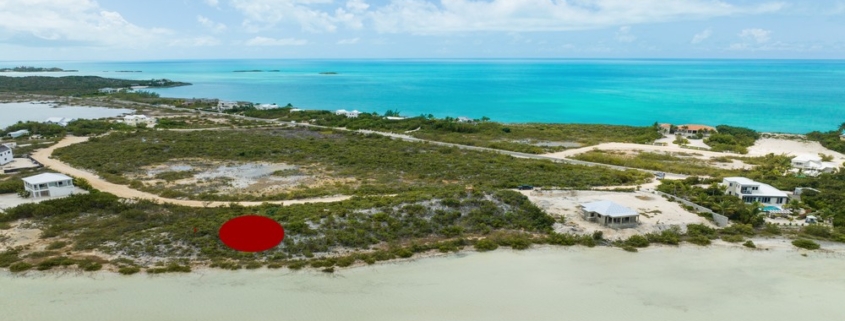 turks-caicos-waterfront-turtle-tail-home-site-drone view from lake