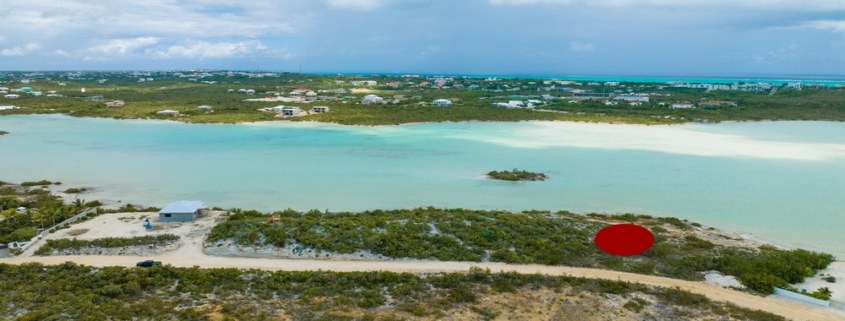 turks-caicos-waterfront-turtle-tail-home-site drone view to ocean