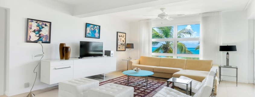 Le-Vele-suite-301-grace-bay-beachfront-condominium living area view