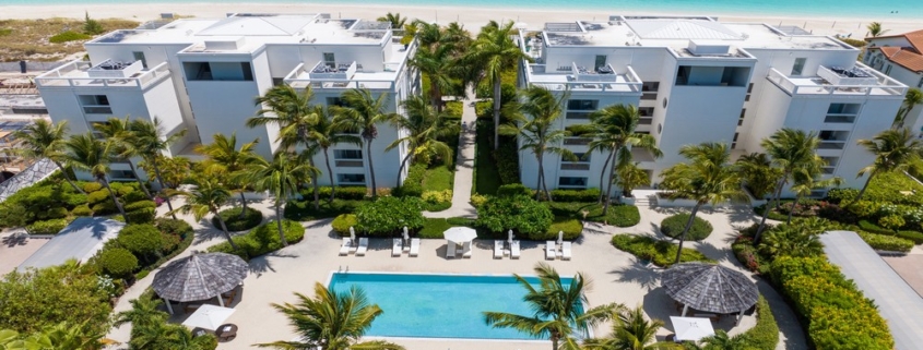 Le-Vele-suite-301-grace-bay-beachfront-drone view of development