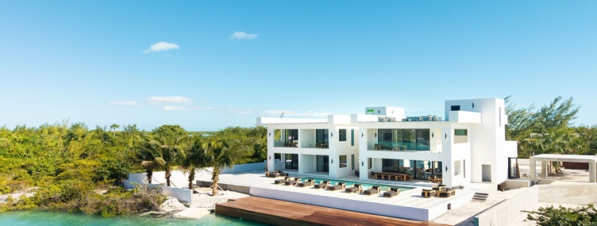 casa-verde-luxury-turks-caicos-canal-estate-drone view from canal