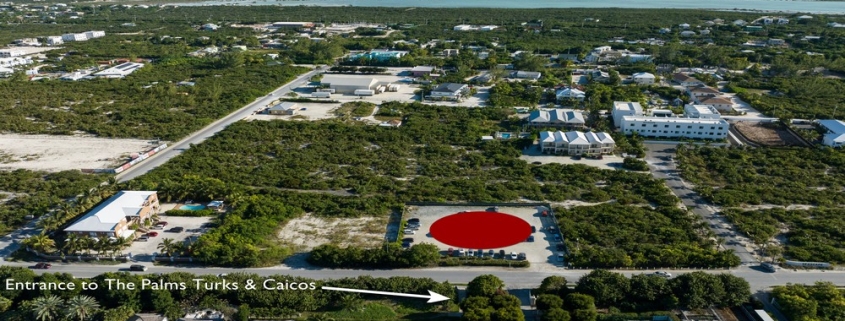 commercial-grace-bay-development-site-princess-drive-drone view showing entrance to the Palms