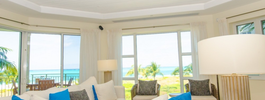 grace-bay-beachfront-1 bedroom-condo-suite 304-living room with ocean view