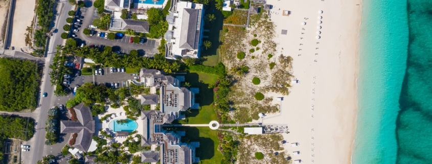 grace-bay-beachfront-west bay club overhead view showing distance to theocean