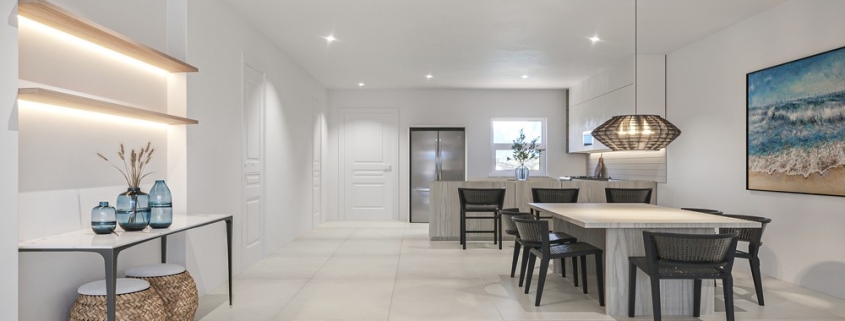 3 bedroom-seascape-townhomes-grace -bay-residence-unit 3 view to kitchen and dining