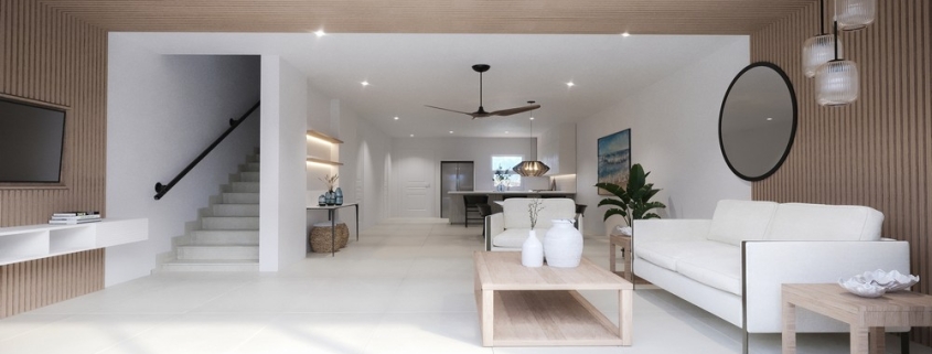 3 bedroom-seascape-townhomes-grace -bay-residence-unit 3 living area view to stairs