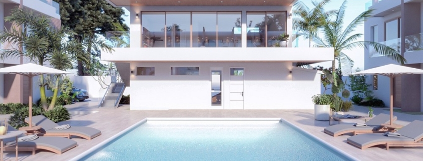 3 bedroom-seascape-townhomes-grace -bay-residence-exterior pool and front office