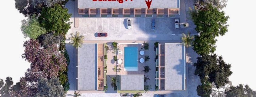 3 bedroom-seascape-townhomes-grace -bay-residence-overhead view showing location in building A